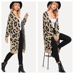 Sweaters - Open Front Leopard Print Cardigan Sweaters - Open Front Leopard Print Cardigan